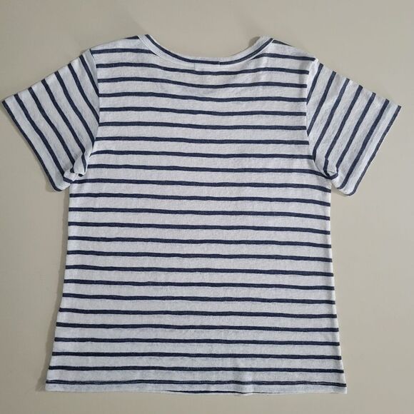LNA Iles Navy Stripe Distressed Crewneck Short-sleeve Pullover Top - Picture 15 of 16